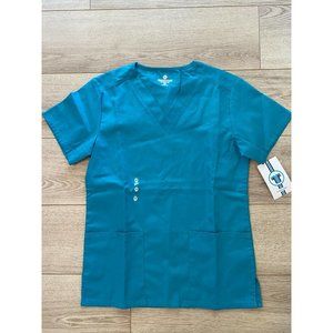Fundamentals Teal Blue Short Sleeve Scrubs Top Size XS NEW